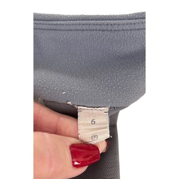 Lululemon Scoop Neck Tank Top Turquoise Gray Mesh T Back Women's Size 6 No Pads - Picture 6 of 8